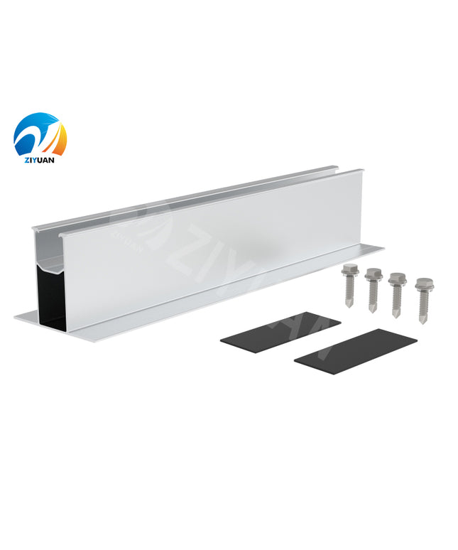 Mini rail aluminium pour fixation en toit tôle