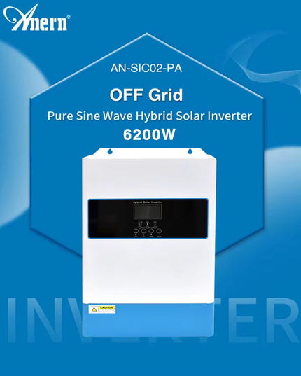 Onduleur ANERN 6.2kW,Onduleur solaire hybride intelligent à double sortie (raccordé au réseau ou non).