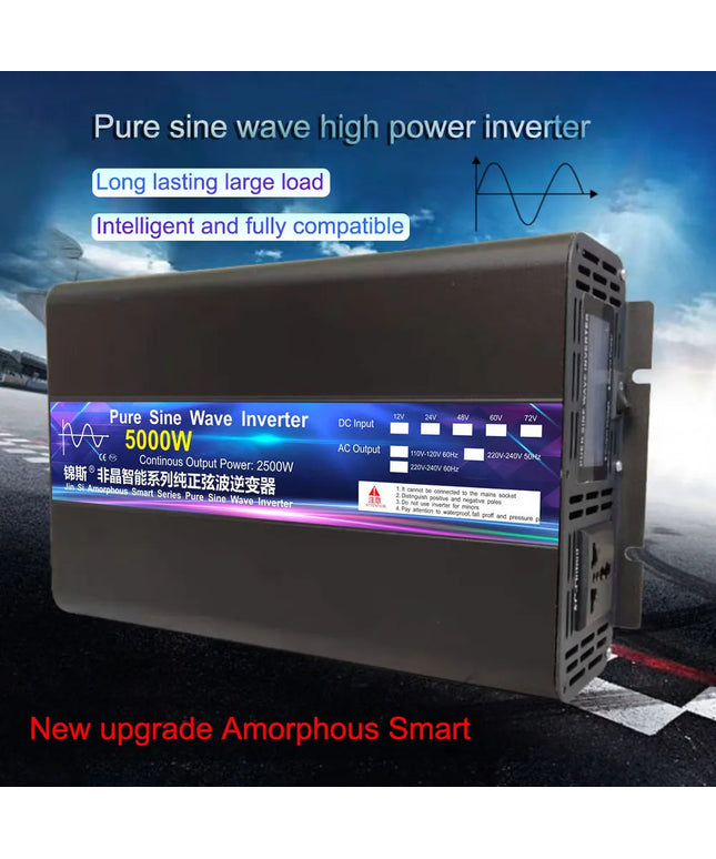 Onduleur de puissance à onde sinusoïdale Pure, 5000W DC 24V, à ac 220V, convertisseur solaire pour voiture ou maison