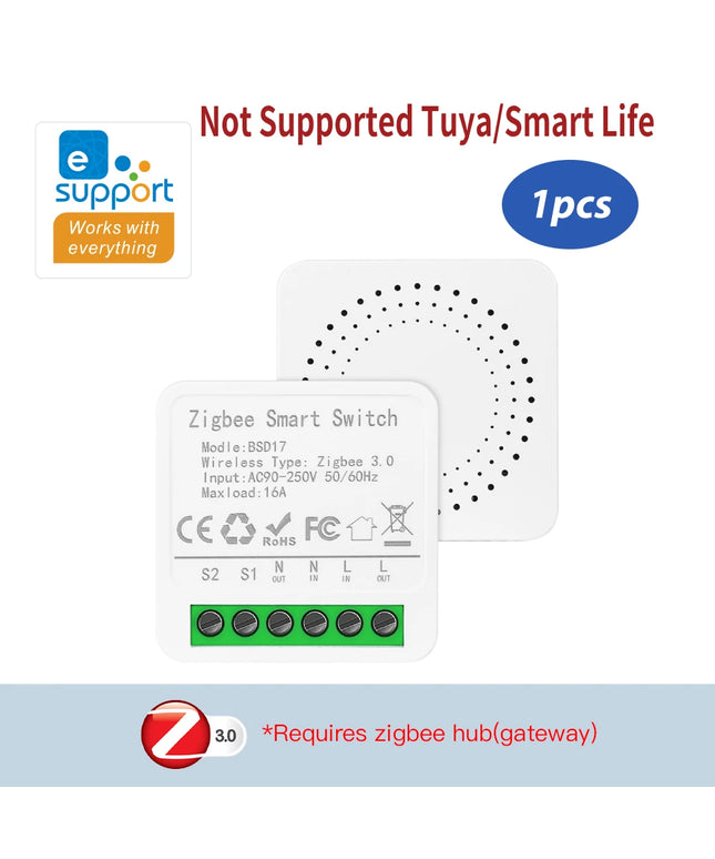 Module de commutation intelligent 16 A, application eWeLink, relais de disjoncteur intelligent DIY pour, Alice, Alexa, Google Home Assistant, Zigbee2