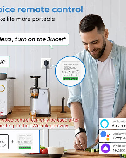 Module de commutation intelligent 16 A, application eWeLink, relais de disjoncteur intelligent DIY pour, Alice, Alexa, Google Home Assistant, Zigbee2