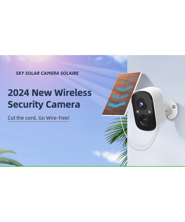 Caméra de sécurité extérieure sans fil avec panneau solaire, audio bidirectionnel, détection humaine, suite de surveillance, 3MP, Chlorwith, Tuya