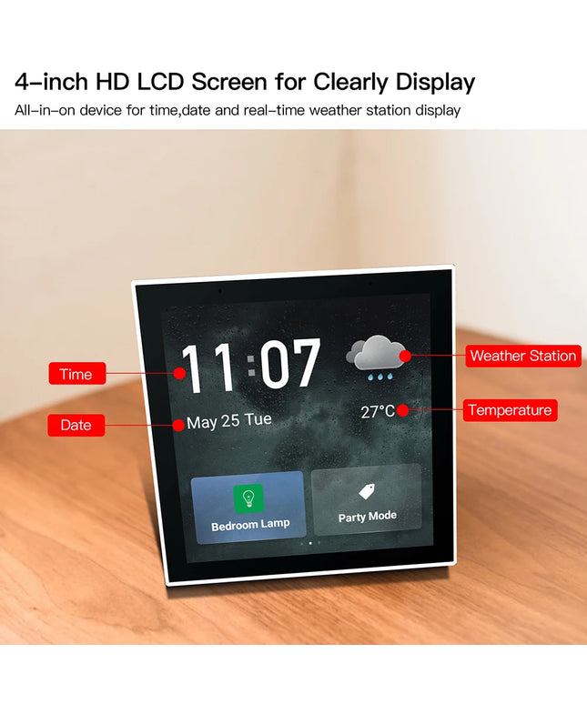 Tuya Smart 4 Pouce Multi-fonctionnel Panneau de Contrôle Écran Tactile Commutateur Contrôle Smart Home Central Panneau Sync avec Smart Life App